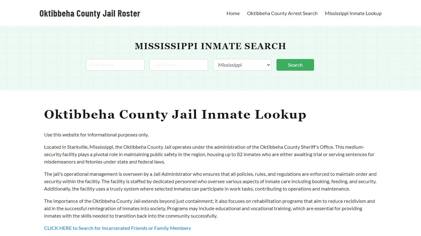 Oktibbeha County Jail Roster Lookup, MS, Inmate Search