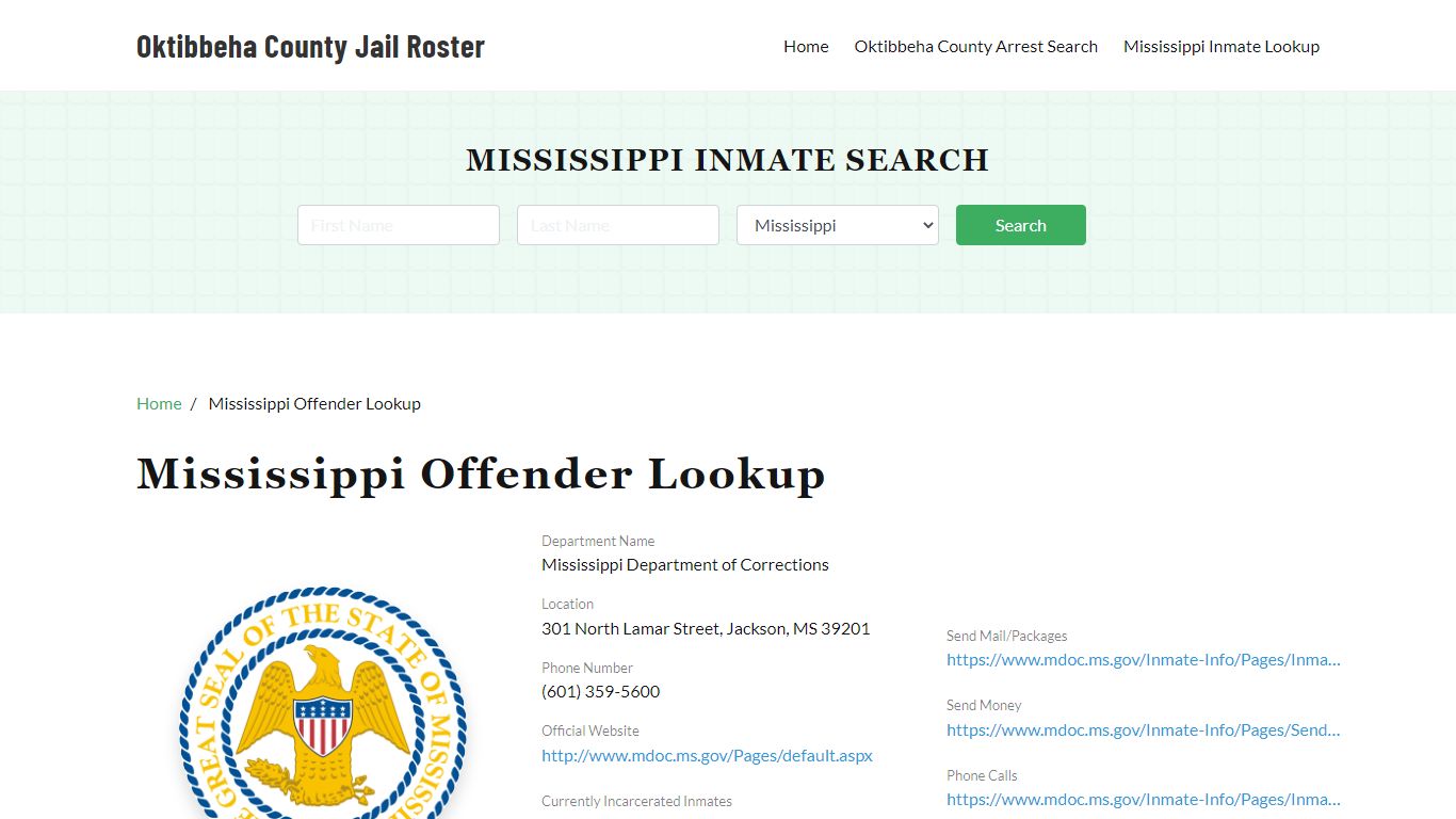 Mississippi Inmate Search, Jail Rosters - Oktibbeha County Jail