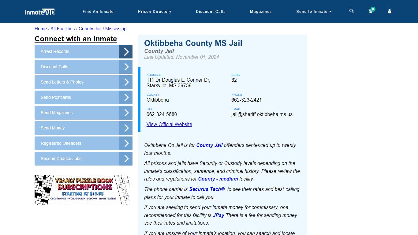 Oktibbeha County MS Jail - Inmate Locator